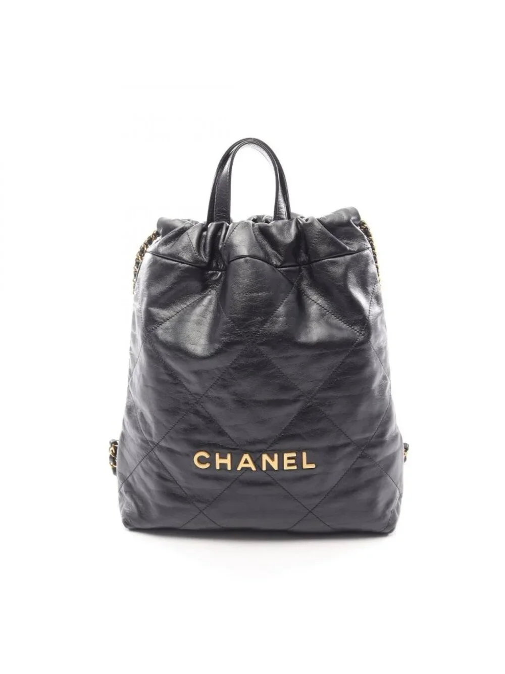 Chanel Backpack 22 Small Black Leather 22 Quilted Chain